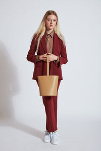 Calf Dome Bucket Bag - Bordeaux