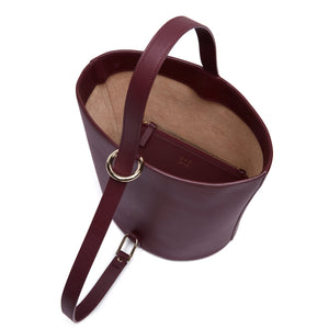 Calf Dome Bucket Bag - Bordeaux